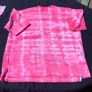Hand dyed pink tie dye t shirt size L
